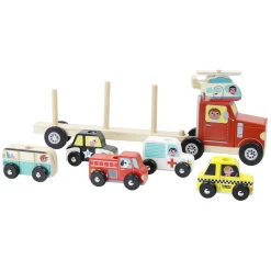 Ingela P. Arrhenius Truck and Trailer with Vehicles Stacking Toy by Vilac
