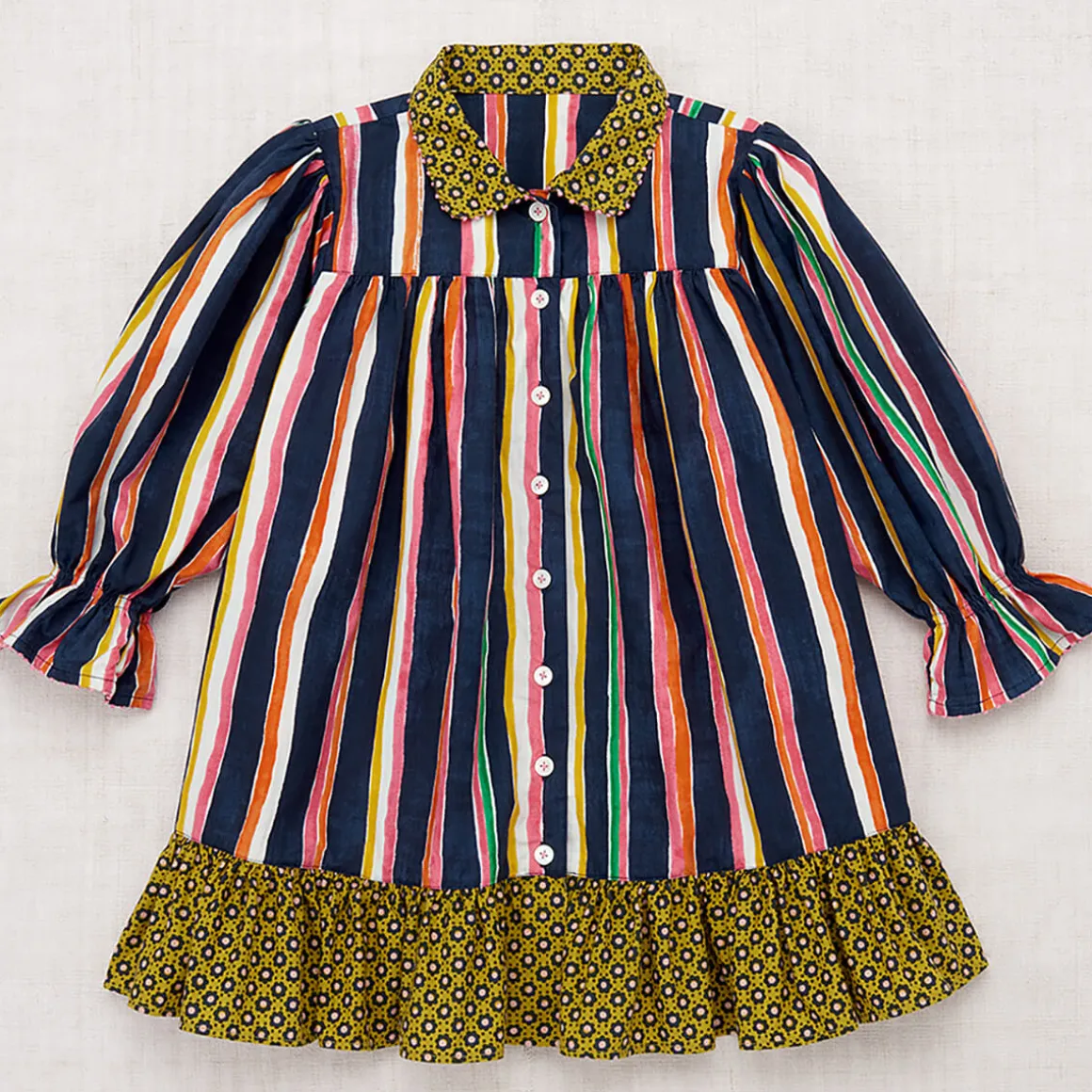 Ingrid Dress in Moonlight Watercolor Stripe by Misha & Puff - Last Ones In Stock - 3-4 Years