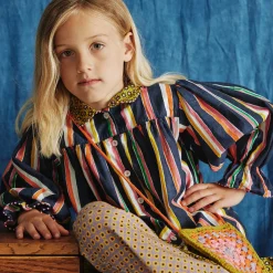 Ingrid Dress in Moonlight Watercolor Stripe by Misha & Puff - Last Ones In Stock - 3-4 Years