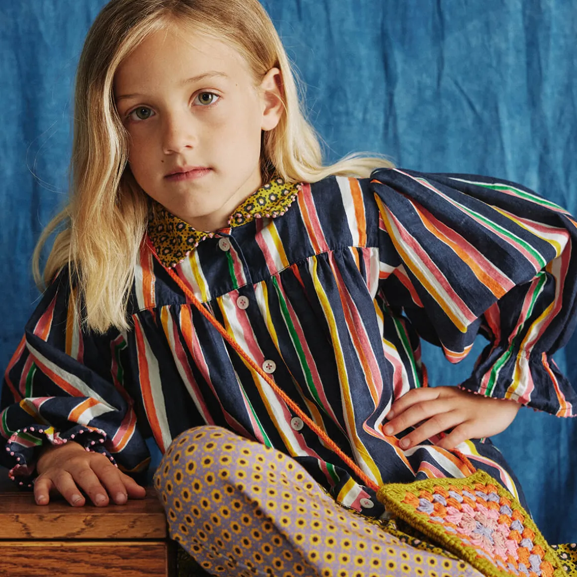 Ingrid Dress in Moonlight Watercolor Stripe by Misha & Puff - Last Ones In Stock - 3-4 Years