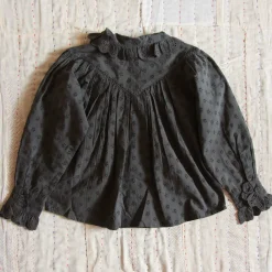 Iris Blouse in Charcoal Broderie Anglaise by Bonjour