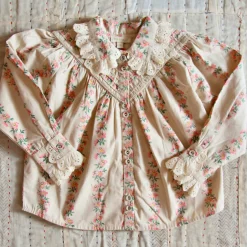 Iris Blouse in Farandole Stripes Flowers by Bonjour