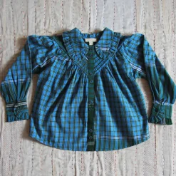 Iris Blouse in Green Lungi Check by Bonjour