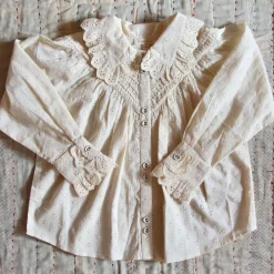 Iris Blouse in Natural Broderie Anglaise by Bonjour