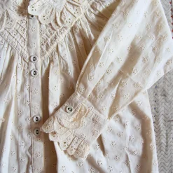 Iris Blouse in Natural Broderie Anglaise by Bonjour