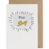 It's A Boy Embroidered Word Greetings Card by Petra Boase