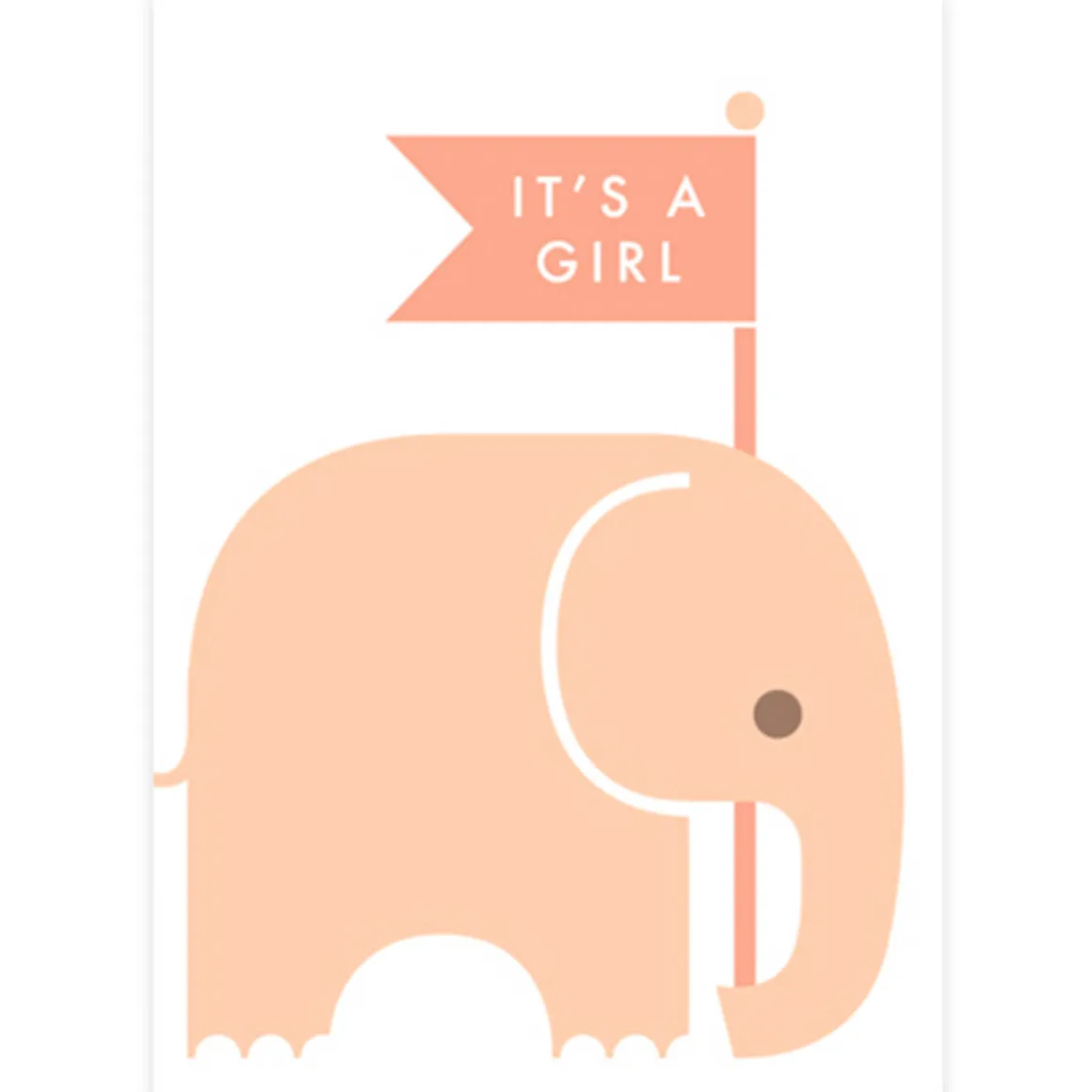 It's A Girl Elephant Baby Greetings Card by Dicky Bird