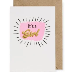 It's A Girl Embroidered Word Greetings Card by Petra Boase