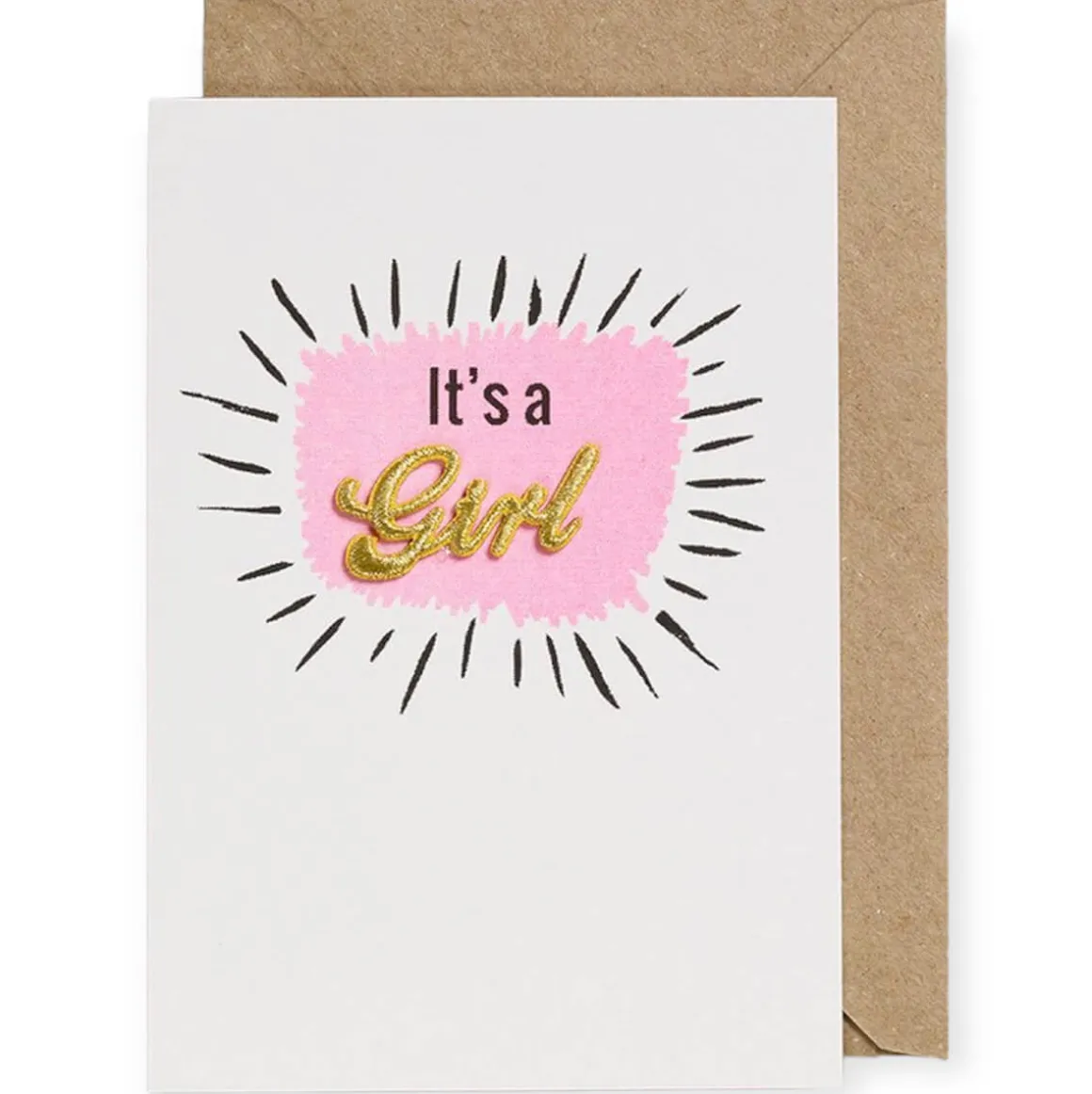 It's A Girl Embroidered Word Greetings Card by Petra Boase