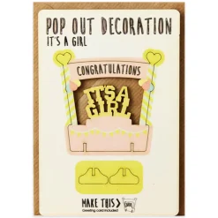 It's A Girl Pop Out Decoration And Greetings Card by The Pop Out Card Company