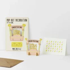 It's A Girl Pop Out Decoration And Greetings Card by The Pop Out Card Company
