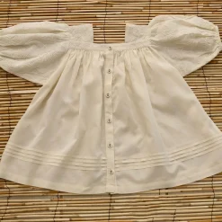 Ivory Embroidered Long Blouse in Natural by Bonjour