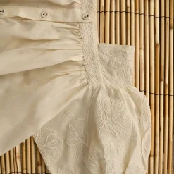 Ivory Embroidered Long Blouse in Natural by Bonjour