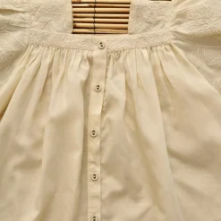 Ivory Embroidered Long Blouse in Natural by Bonjour
