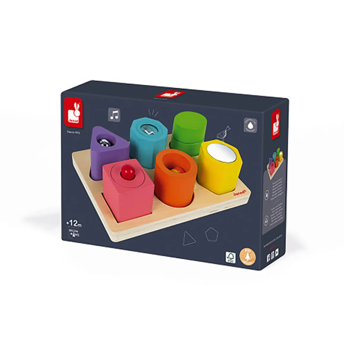 I Wood Shapes and Sounds 6 Block Puzzle by Janod