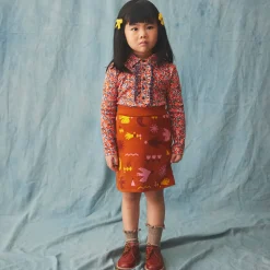 Jacqueline Skirt in Gingerbread Daleyden Fête Jacquard by Misha & Puff - Last Ones In Stock - 3-4 Years
