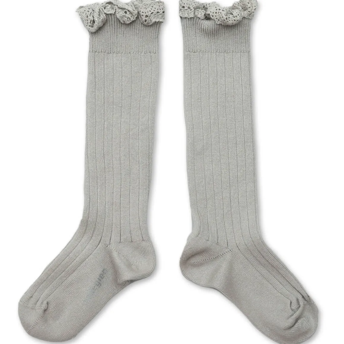 Josephine Lace Trim Ribbed Knee High Socks in Gris Perle by Collegien