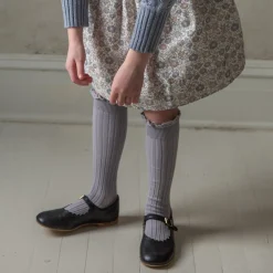 Josephine Lace Trim Ribbed Knee High Socks in Jour de Pluie by Collegien