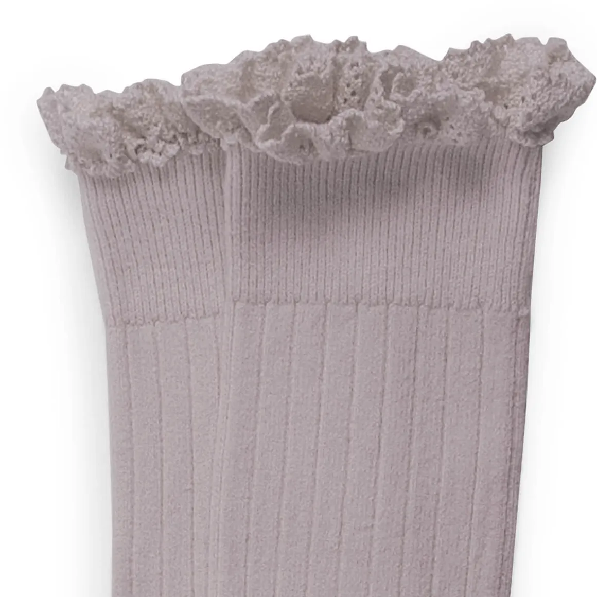 Josephine Lace Trim Ribbed Knee High Socks in Jour de Pluie by Collegien