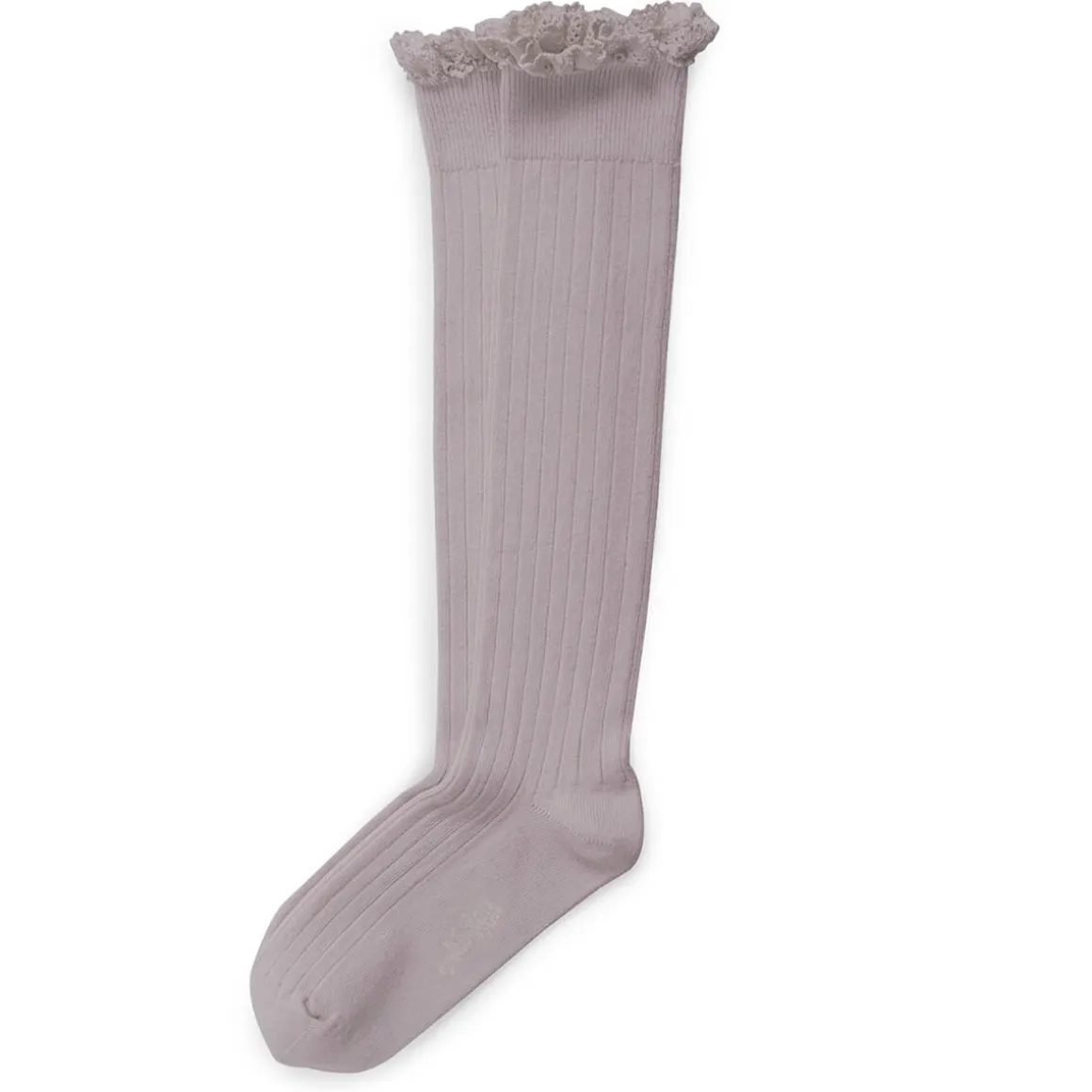 Josephine Lace Trim Ribbed Knee High Socks in Jour de Pluie by Collegien