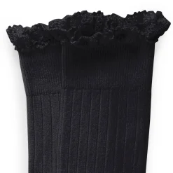 Josephine Lace Trim Ribbed Knee High Socks in Pierre de Volvic by Collegien