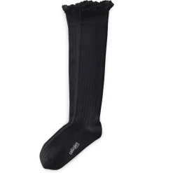 Josephine Lace Trim Ribbed Knee High Socks in Pierre de Volvic by Collegien
