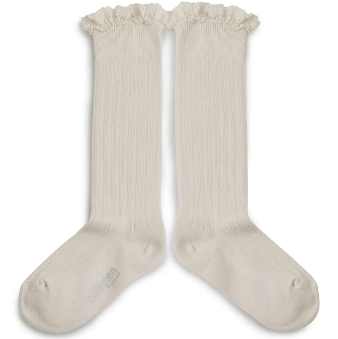 Josephine Lace Trim Ribbed Knee High Socks in Doux Agneaux by Collegien