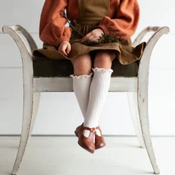 Josephine Lace Trim Ribbed Knee High Socks in Doux Agneaux by Collegien