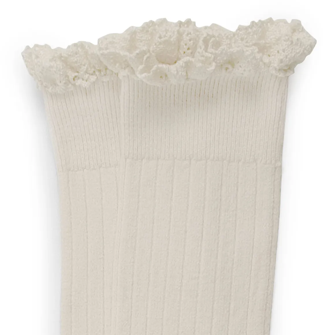 Josephine Lace Trim Ribbed Knee High Socks in Doux Agneaux by Collegien