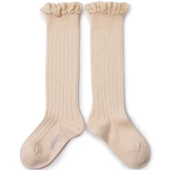 Josephine Lace Trim Ribbed Knee High Socks in Sorbet by Collegien
