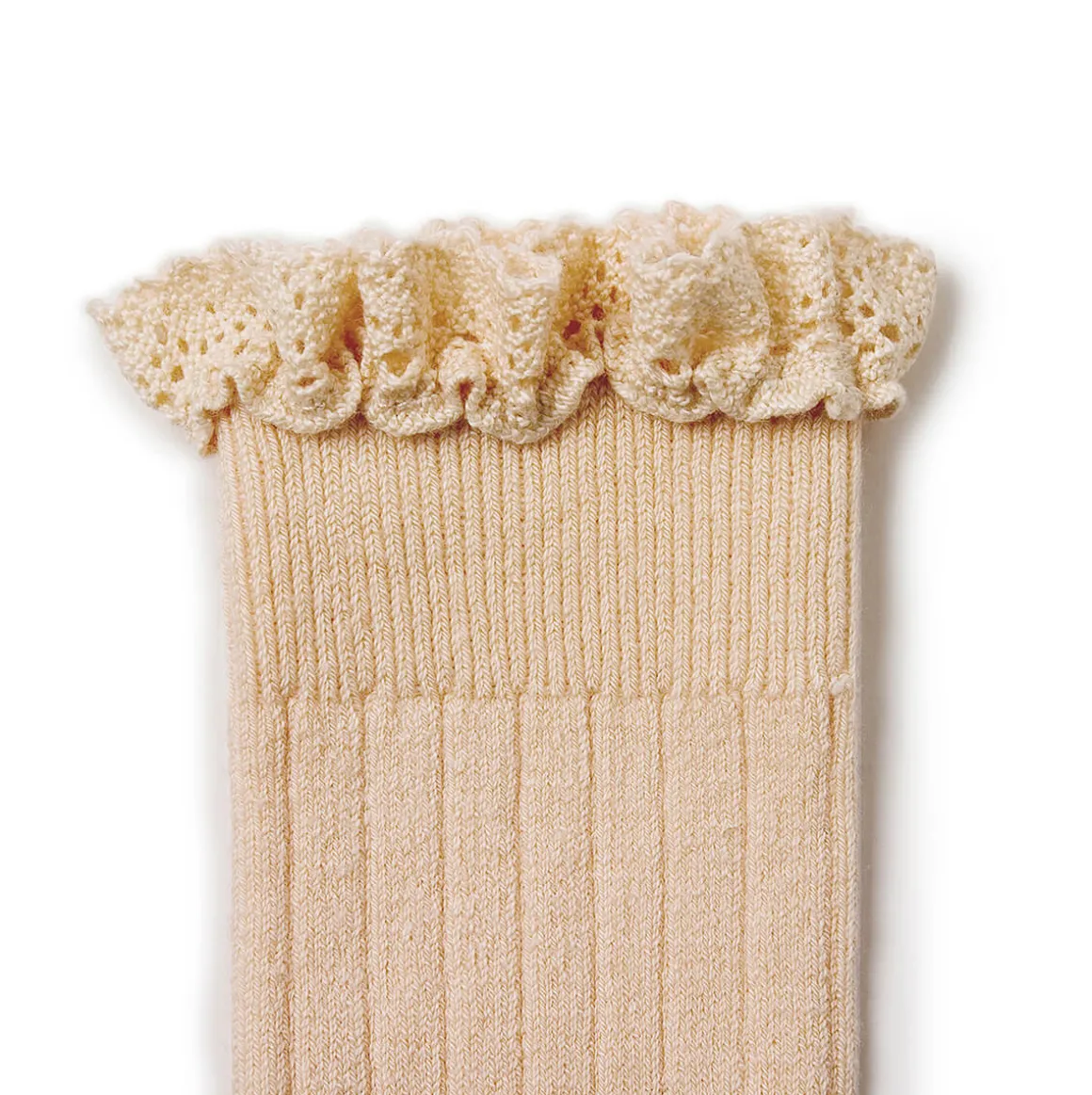 Josephine Lace Trim Ribbed Knee High Socks in Sorbet by Collegien