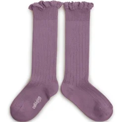 Josephine Lace Trim Ribbed Knee High Socks in Glycine Du Japon by Collegien