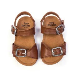 Joyce Buckle Sandals in Cuoio Brown by PèPè