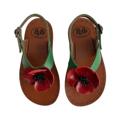 Juliet Flower Thong Sandals in Heritage Green by PèPè