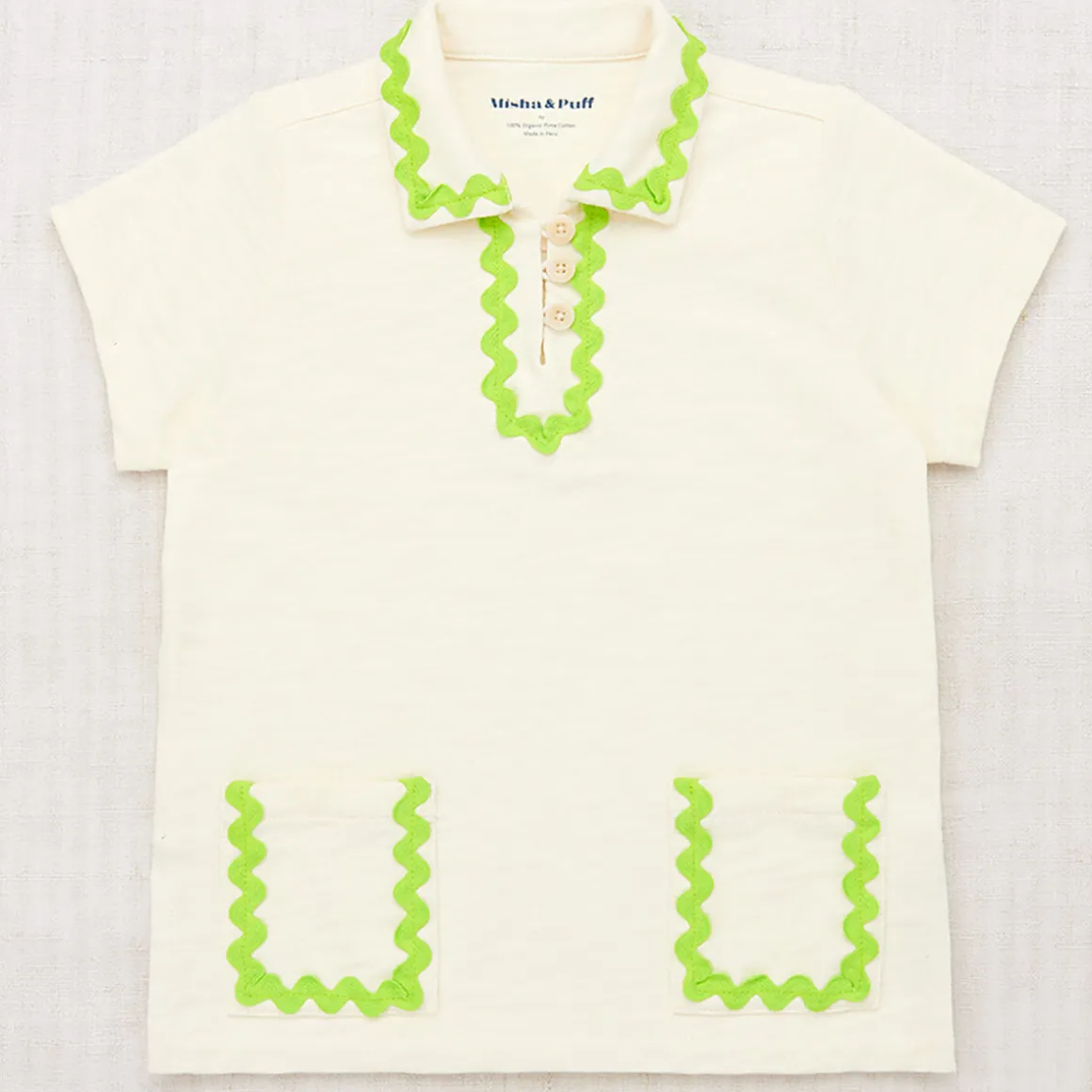 Jumbo Rickrack Leisure Polo in Marzipan by Misha & Puff