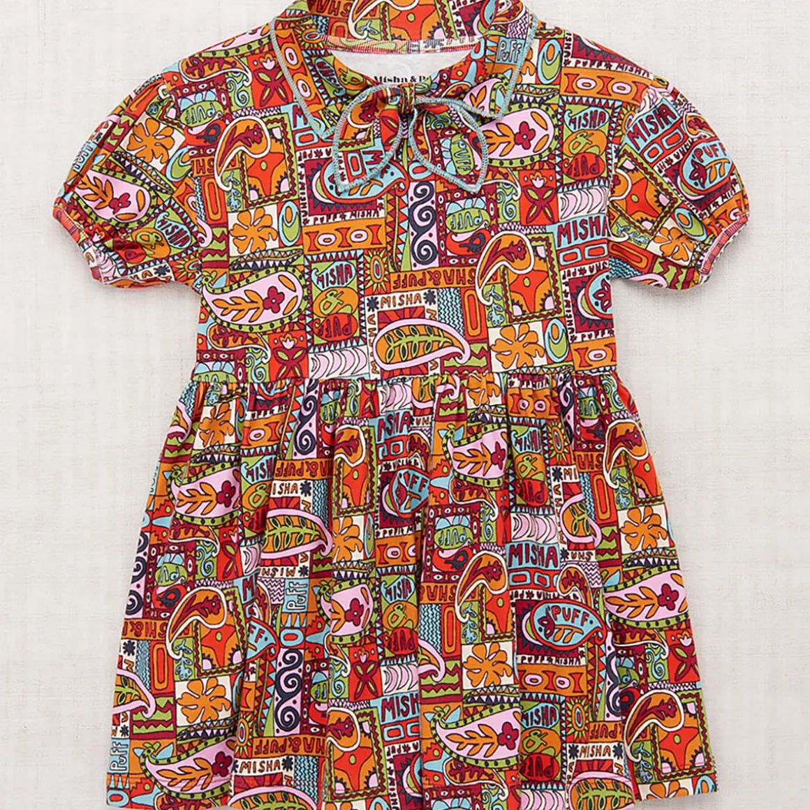 Junior Scout Dress in Red Flame Groovy Paisley by Misha & Puff