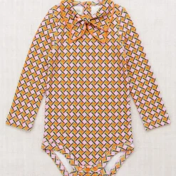 Junior Scout Onesie in Pink Lilac Lattice by Misha & Puff