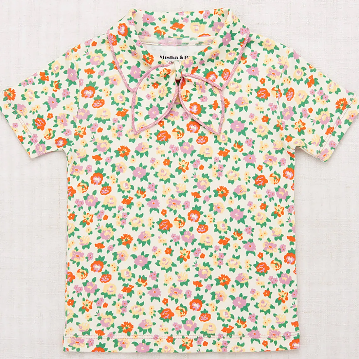 Junior Scout Tee in String / Hazy Lilac Brimfield by Misha & Puff