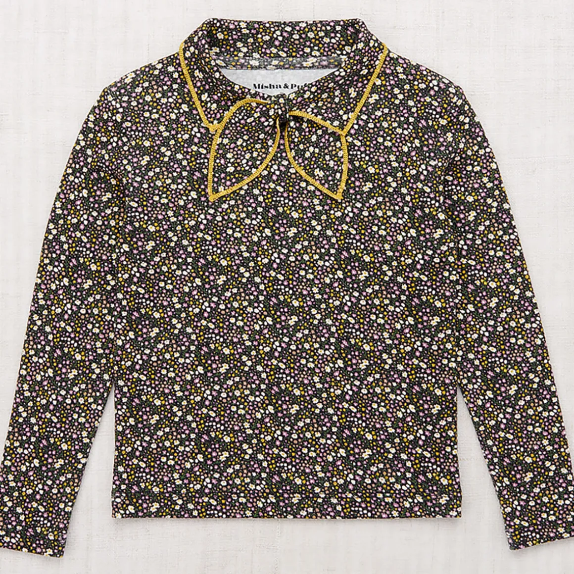 Junior Scout Top in Carbon / Periwinkle Mini Floral by Misha & Puff