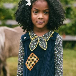 Junior Scout Top in Carbon / Periwinkle Mini Floral by Misha & Puff