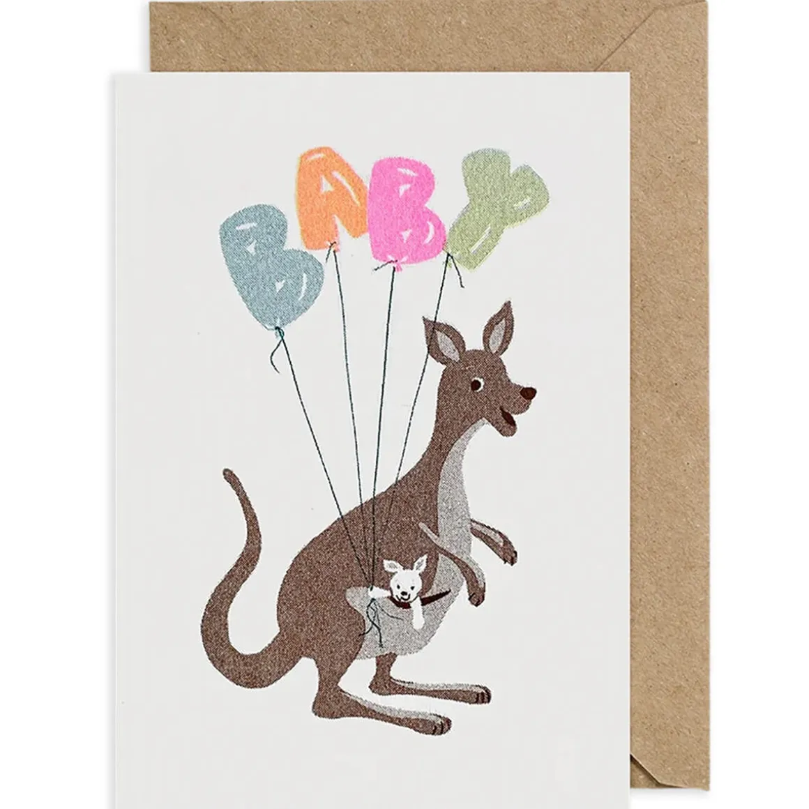 Kangaroo New Baby Greetings Card by Petra Boase