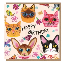 Kitsch Cats Birthday Greetings Card by Emma Jayne for Earlybird Designs