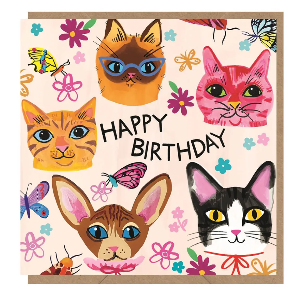 Kitsch Cats Birthday Greetings Card by Emma Jayne for Earlybird Designs
