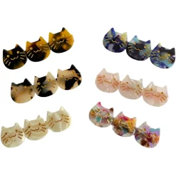 Kitty Trio Hair Clip (6cm) in Various Colours by Hello Sakura