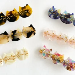 Kitty Trio Hair Clip (6cm) in Various Colours by Hello Sakura