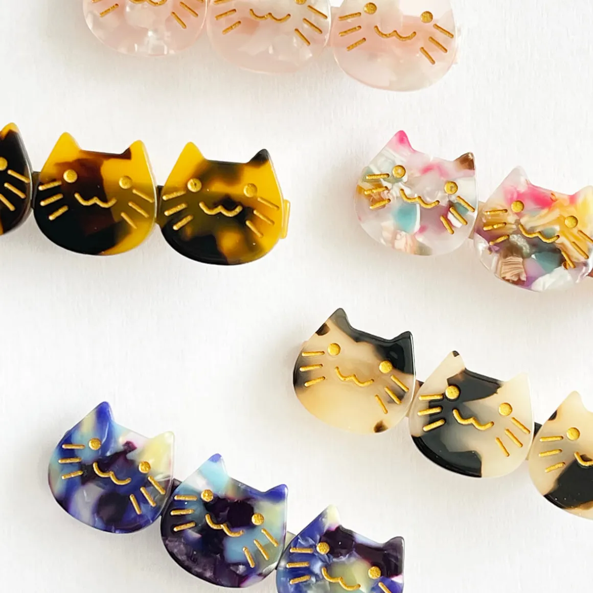 Kitty Trio Hair Clip (6cm) in Various Colours by Hello Sakura