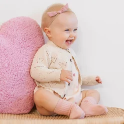 Knit Cardigan in Ivory by Quincy Mae