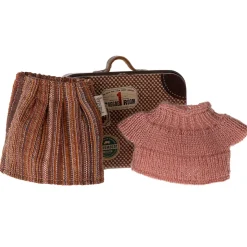 Knitted Blouse & Skirt in Suitcase For Grandma Mouse by Maileg