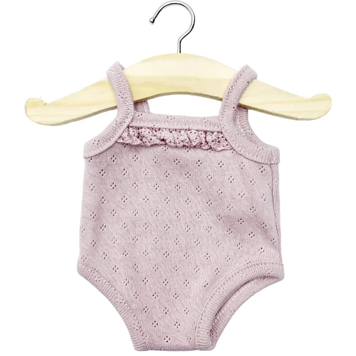 Lace Trim Pointelle Sleeveless Bodysuit (34cm Doll) in Old Rose by Minikane
