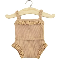 Lace Trim Ribbed Girl's Underwear Set (34cm Doll) in Brown Sugar by Minikane